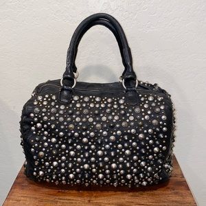 Joe’s Jeans Black Leather Studded Satchel Bag Pure